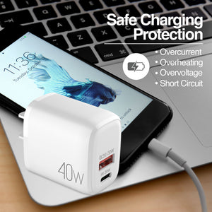 40W PD Type-C + USB Wall Charger