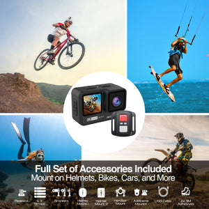 Epic 90 4K/60FPS UHD Action Camera - Waterproof (21m), Touchscreen, 6-Axis EIS, Dual Screens