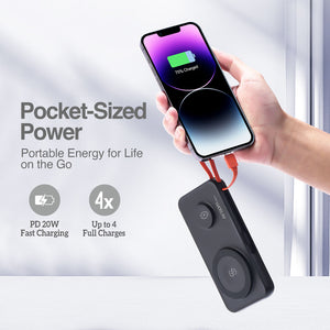 Magnetic 3-in-1 Power Bank Station ST10 10000mAh with Built-In Cable