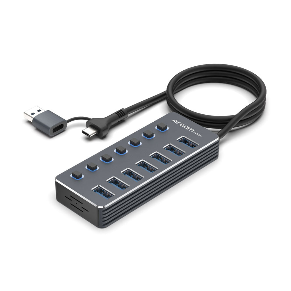 One Axess 2-in-1 Type-C/USB 3.0 to 7-Port USB 3.0 Hub with Switches