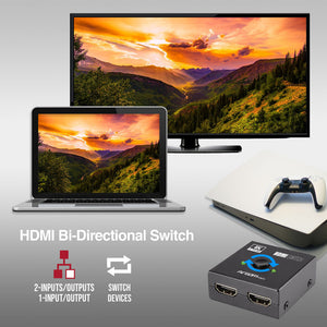 2-in-1 Bi-Directional HDMI Splitter and Switch - www.argomtech.com