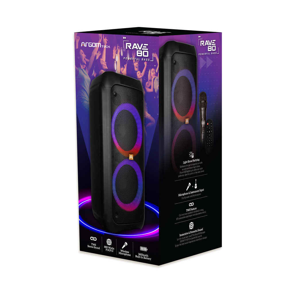 Rave 80 TWS Wireless BT Party Speaker with LED Lights - www 
